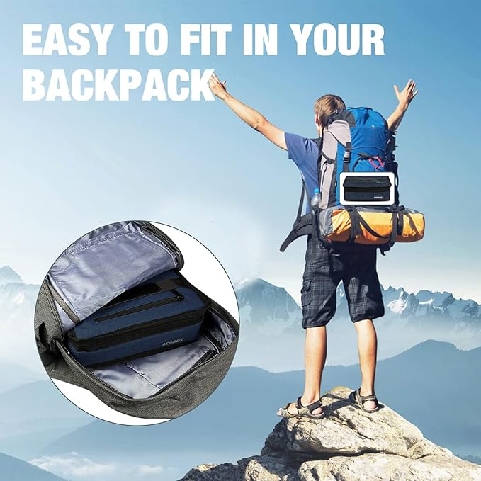 Aosbos Small Lunch Bag, Blue, Unisex, Portable Mini Cooler, Insulated Thermal Bag for Men and Women