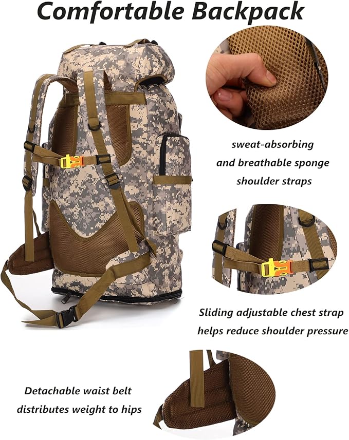 100L Hiking Camping Backpack Tactical Backpack for Men Large Survival Hunting Waterproof Backpack Molle Rucksack Military Camping Backpacking Daypack