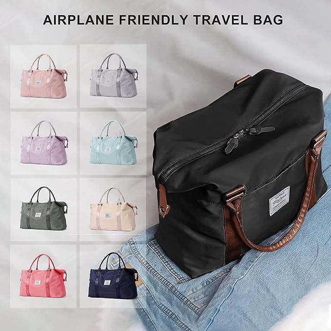 Sport Travel Duffle Large Gym Tote for Women, Weekender Carry-on for Airplane, Ladies Beach Overnight Luggage With Wet Bag Black Large Hospital Bag for Labor and Delivery