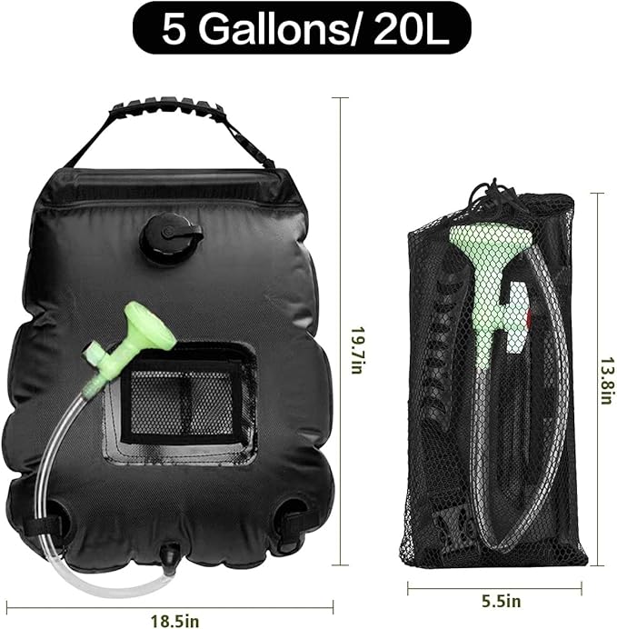 Solar Shower Bag Portable Shower for Camping Heating Camping Shower Bag 5 Gallons/20L Hot Water 45°C Switchable Shower Head for Camping Beach Swimming Outdoor Traveling Hiking…