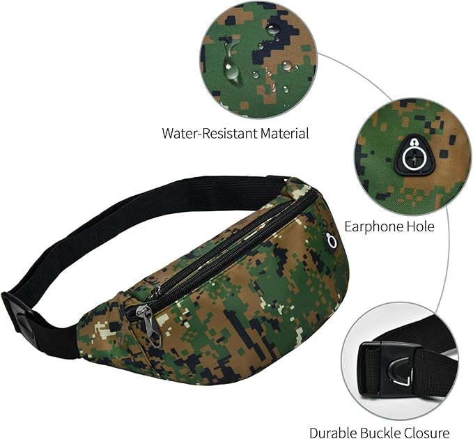 Fanny Pack for Men Women, Waterproof Sports Waist Bag Pack, Belt Bag for Travel Hiking Running