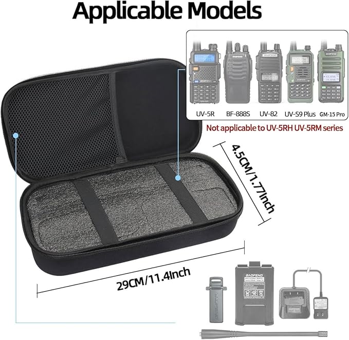 BAOFENG Walkie Talkie Case Holder Handheld Ham Radios Hard Storage Carrying Case For UV-5R BF-F8HP GM-15 Pro UV-5RA UV-5R+ Plus UV-5RE GT-5R BF-888S UV-S9 Plus UV-82 And Radio Accessories(Bag Only)