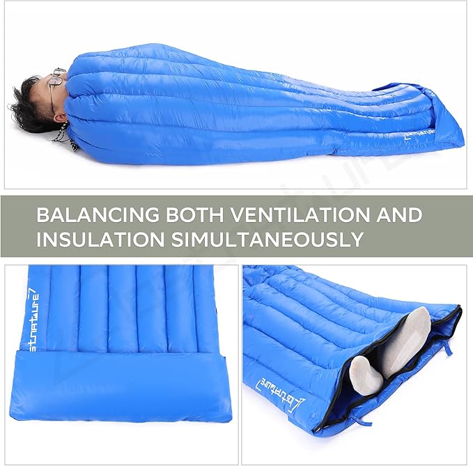 Clostnature Down Backpacking Sleeping Bag - 20D Ultralight Winter Down Sleeping Bag for Camping, Lightweight Cold Weather Compact Camping Gear for Kids, Adult, Girls, Boys