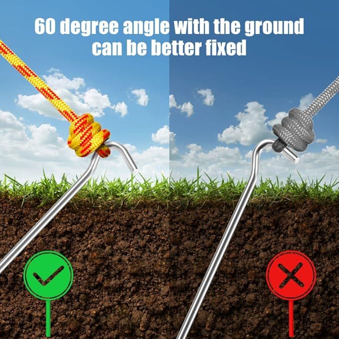 10PCS Aluminum Tent Stakes Pegs with Hooks, Camping Tent Stakes for Outdoor Travel, Professional Ground Stakes for Outdoor Camping, Hard and Light Tent Pegs, Specially Designed for Camping