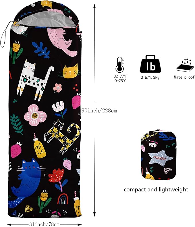 Camping Sleeping Bags,Mermaid Horse Butterfly Starry Sky 3 Season Warm & Cool Weather,Lightweight,Waterproof Sleeping Bags for Adults & Kids,Traveling,and Outdoors,Camping Gear Equipment