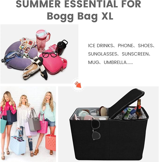 Cooler Organizer for Bogg Bag Accessories for Bogg Bags X Large Original Polyester Ice Chest with Divider Tray Portable Floating Cooler Leak-Proof with Zipper