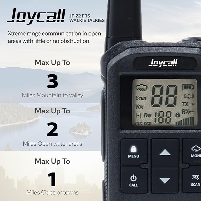 Long Range Walkie Talkies for Adult with NOAA Weather Alert Portable Walkie Talkies Rechargeable 22 Modifiable FRS Two Way Radios with Charger Cable &1400mAh Li-ion Battery (Black)