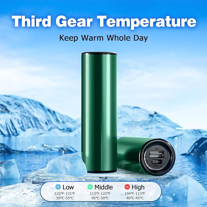 Hand Warmers Rechargeable, 1 Pack 8000mAh, Electric Portable Pocket Hand Warmer, 2 in 1 Hand Warmers and USB C Power Bank, Great Winter Warm Gifts for Ourdoor, Camping, Hunting, Girls