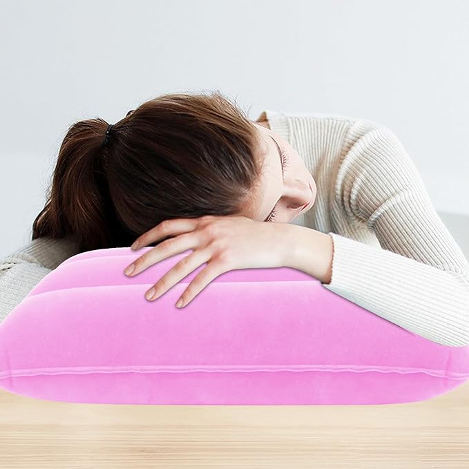 2 Pack Ultralight Inflatable Camping Pillows for Sleeping & Travel, Camp Pillow Backpacking for Sleeping, Inflatable Beach Ergonomic Pillows for Camping Hiking Home Sleeping (Pink+Gray)
