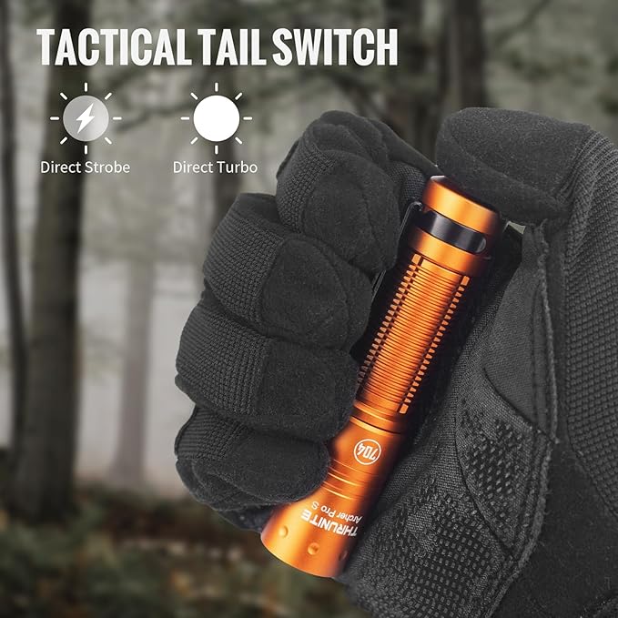 ThruNite Archer Pro S LED EDC Flashlight, Customized Edition with 704 Tactical, 1459 High Lumens Tail Switch, USB C Rechargeable Pocket Penlight for Camping, Outdoor and Indoor - Orange Cool White