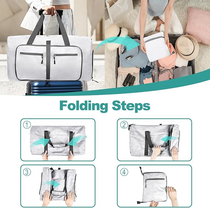 Dimayar 115L Travel Duffle Bag for Men Women - Foldable Duffel Bag with Shoes Compartment - Overnight Bags Waterproof & Tear Resistant(White)
