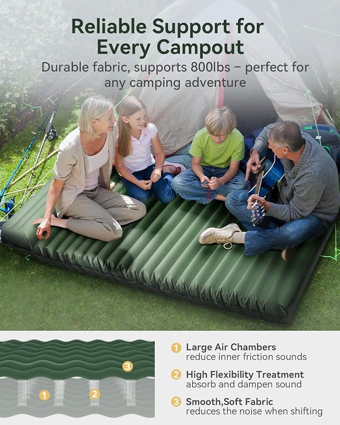 Hikenture Double Sleeping Pad for Camping 2 Person (Army Green)