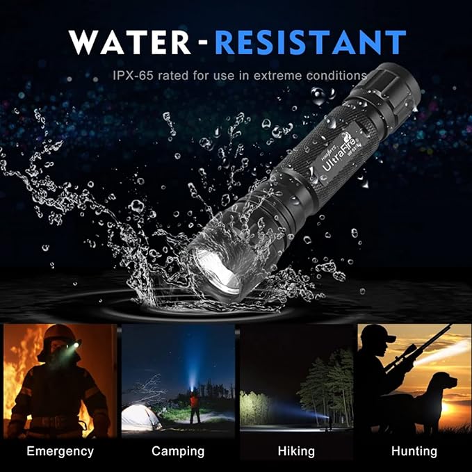 ULTRAFIRE Tactical Flashlight, WF-501B 800 Lumens Super Bright 5 Mode Mini LED Flashlight,IPX-65 Waterproof EDC Handheld Torch for Outdoor Camping and Hiking
