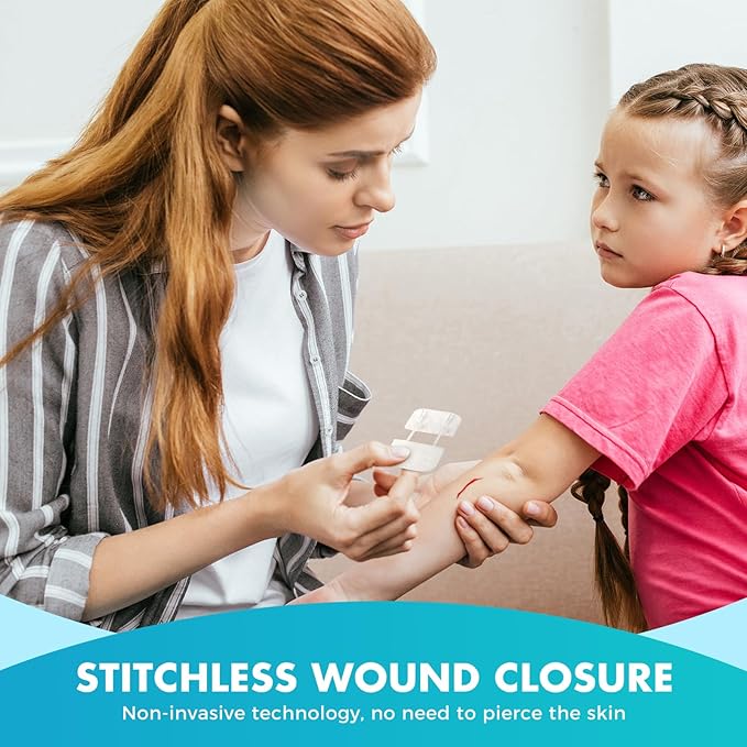 Zip Stitch Wound Closure Strips | 2-Pack Stitchless Butterfly Bandages | Adjustable Tension for Painless Laceration Repair, Post-Surgery Care & Emergency First Aid