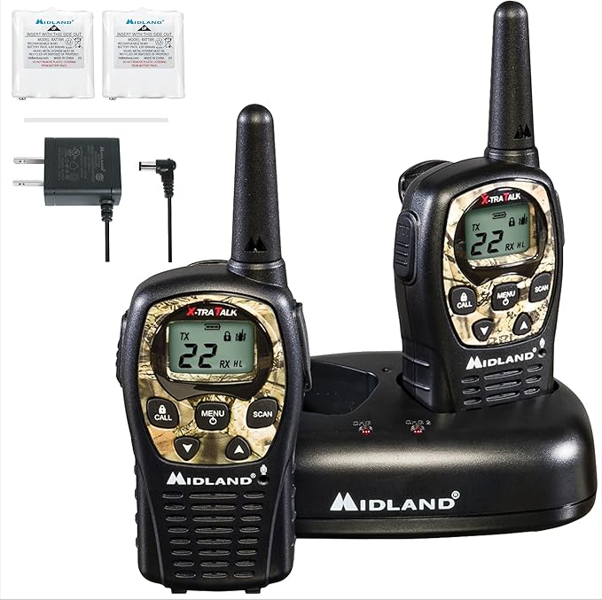 Midland LXT535VP3 FRS Walkie Talkie - Long Range Two-Way Radio Channel Scan, Silent Operation (Mossy Oak Camo, 2 Radios)