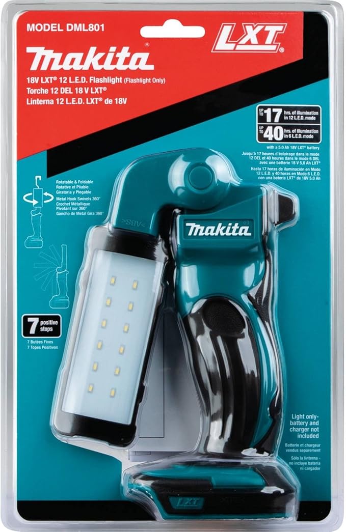 Makita DML801 18V LXT Lithium-Ion Cordless 12 L.E.D. Flashlight, Flashlight Only, Black
