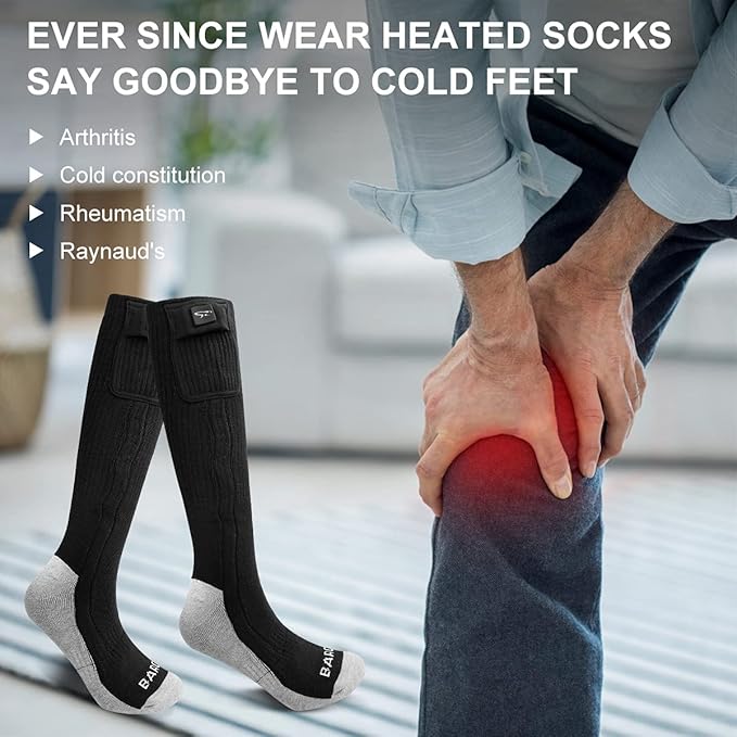 Battery Heated Socks - Rechargeable Warm Winter Socks for Men Women, Foot Warmers for Camping Hunting Running Hiking Riding Skiing Cycling Motorcycle Cold Feet