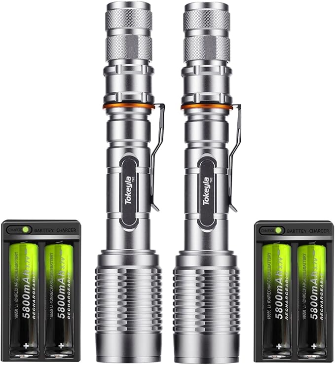 2 Pack Led Flashlights,Super Bright Waterproof Handheld Flashlights for Outdoor, Emergency, Camping (No Battery)