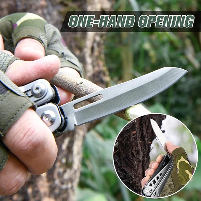 FLYHOMES Multitool, 19-in-1 Multitools Pliers with Scissors, Pocket Clip, Screwdriver... Gift for men, Professional for Camping Survival Tools, Hunting, Hiking (Silver)