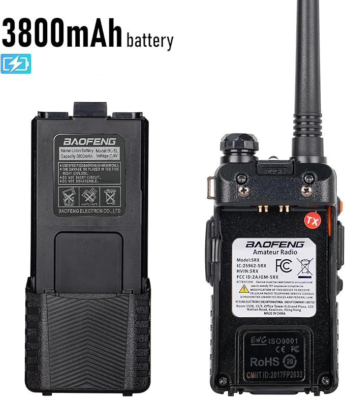 BAOFENG UV-5RX (Upgraded of UV-5R) Multi-Band Ham Radio, 136-174/400-520Mhz Receiving, Two Way Radio with 805s Antenna & 771 Antenna (2 Pack)