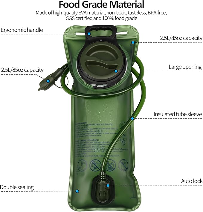 1/2/4/8 Pack Hydration Bladder, 1.5L/2L/2.5L/3L Water Reservoir, Leakproof Water Bladder Hydration Pack, Large Opening Water Storage Bladder Bag, for Cycling Hiking Camping