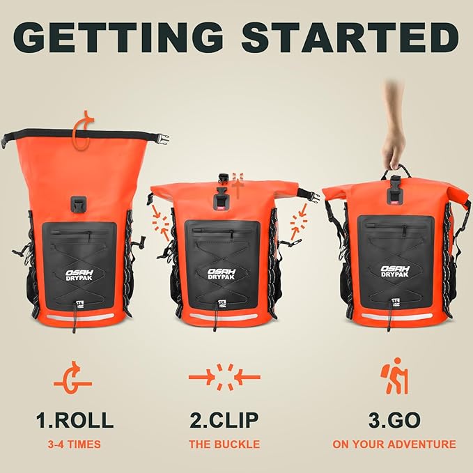 Waterproof Backpack Dry Bag 35L/55L β Heavy Duty Roll-Top Hiking Backpack Sack Keeps Gear Dry for Travel, Kayaking, Boating, Camping, Rafting and Fishing
