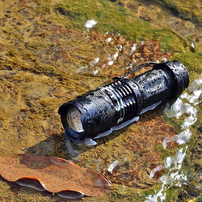 HAUSBELL Flashlights, Handheld Flashlights, 7W Mini LED Flashlights, Flashlights High Lumens, Zoomable Water Resistant, 3 Modes, Flash Light for Kids Indoor Outdoor Hiking Camping, 4 Pack