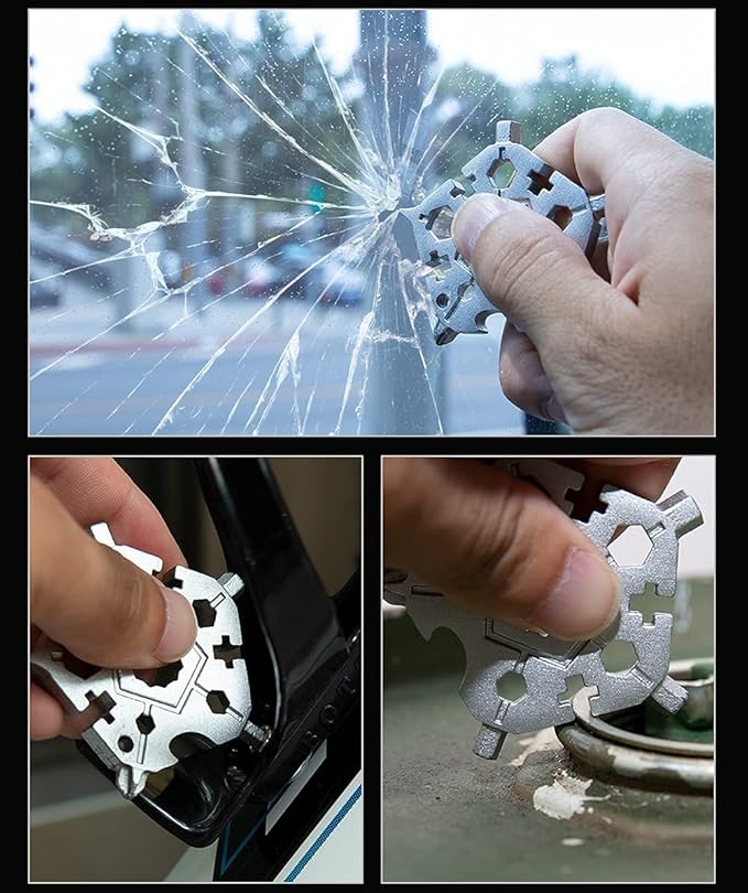 23- in-1 Pentagonal Pocket Tool, 2021 Snowflake Multitool Tool with Stainless Steel, Outdoor Tool for Drill Drive, Screwdriver, Bottle Opener, Wrench, Bicycle Spokes, ETC Gifts for Father Boyfriend