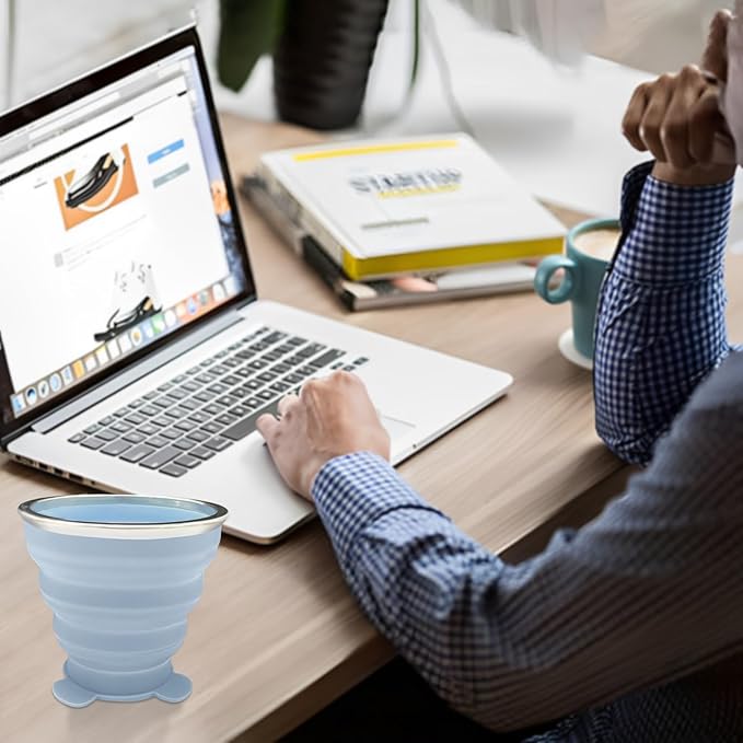 Collapsible Cup, Silicone Collapsible Travel Cup, Expandable Folding Camping Drinking Cup with Lids Reusable Small Portable Mugs Cup for Travel, Camping, Hiking,Outdoor Sports, Indoors