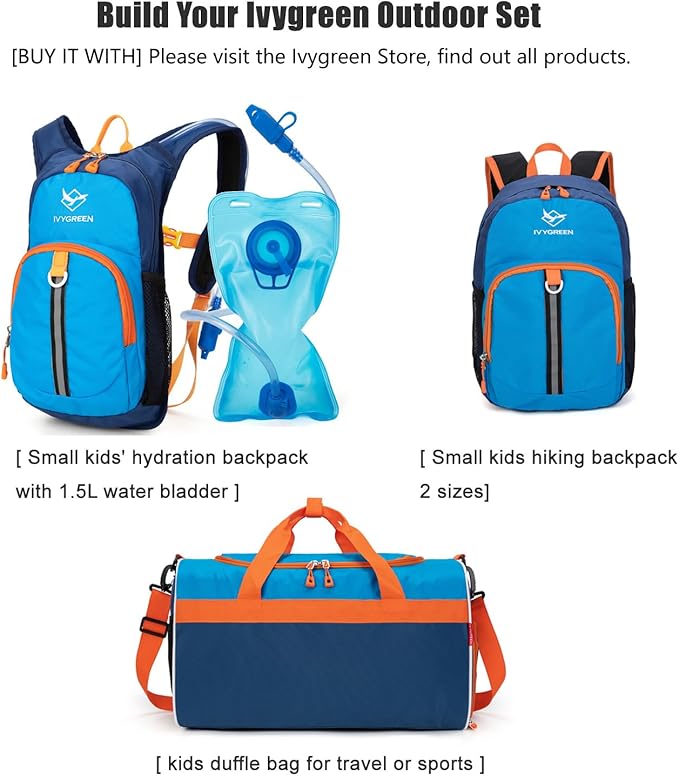 Little Kids Hiking Backpack for Boys or Girls, Small Daypack for Camping or Travel (Blue)