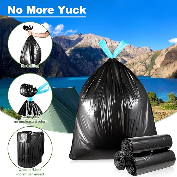 30 Pcs Portable Toilet Bags, 8 Gallon Camping Toilet Bags, Toilet Waste Bags, Leak-Proof Potty Liners Trash Bags for Outdoor Camping Toilet Bucket,Traveling, RV Trip