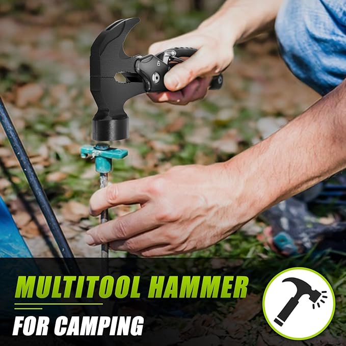 12-Function Multitool Hammer - Camping Accessories, Birthday Gifts for Him, Dad's Dream Survival Kit,Men's Adventure Essentials