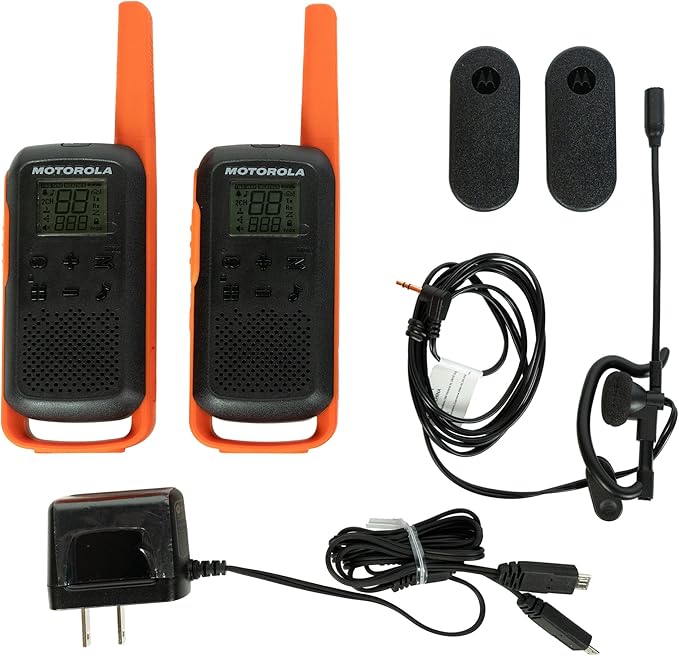 Motorola Solutions, Portable FRS, T275, Talkabout, Two-Way Radios, Rechargeable, 22 Channel, 25 Miles, Orange W/Black, 2 Pack