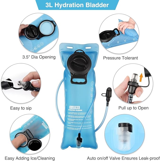 3L Hydration Backpack, Insulated Water Backpack, Hiking Backpack with Water Bladder, Lightweight Water Backpack for Hiking, Biking, Running, Climbing