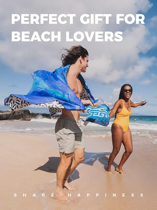 OCOOPA Microfiber Beach Towel For Swimming Pool, Camping, Picnic, Yoga Gym Sports, Fast Drying Extra Large 71" x 32" Sand Free Super Lightweight