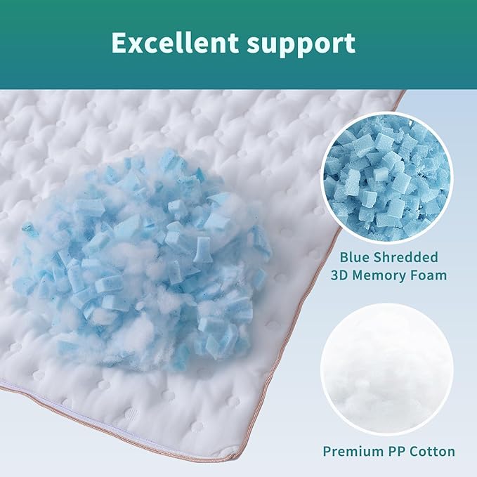 Pillow for Side and Back Sleepers Side Sleeper Pillow for Neck and Shoulder Pain Side Sleeper Bed Pillows Travel Size with Adjustable Shredded Memory Foam Filling