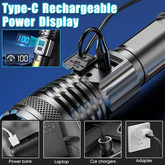 MODOAO LED Flashlights - High Lumens Camping Flashlights with COB Sidelight, Zoomable Beam - Powerful and Bright for Outdoor Use (3 Pack)