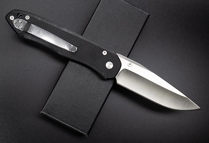 FD03 Folding Pocket Knife, 9Cr13MoV Stainless Steel Blade G10 Handle EDC Pocket Knife for Men and Women, Camping Hunting Hiking Fishing Knives Tools (White)