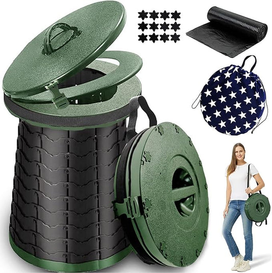 Portable Toilet for Camping Portable Folding Toilet with Carry Bag, Retractable Travel Toilet Foldable Stool Camping Toilet for Adults Kids, Height Adjustable & Sturdy Capacity 880 Lbs