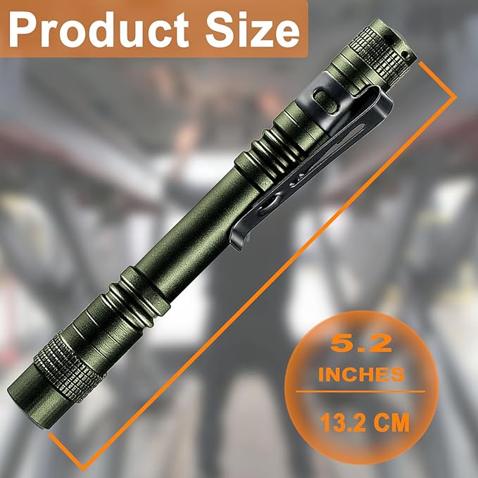 20 Pack Pen Light Flashlight Mini Small Flashlight with Clip Waterproof LED Pocket Pen Flashlights for Camping, Inspection, Work, and Emergency(Large,Green)