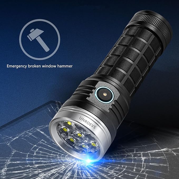 XC04 Flashlights High Lumens Rechargeable Max 4000 Lumens,High Powered Flashlight with 8*LED 6000K,5 Light Modes,Super Bright Flash Light for Hiking,Camping.