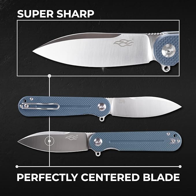Firebird GANZO FH922-GY-US Pocket Folding Knife D2 Steel Blade G10 Anti-Slip Handle with Clip Camping Hunting Fishing Outdoor EDC Pocket Knife Best Gift for Men Women (Grey)