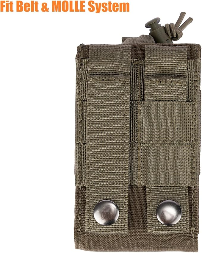 Adjustable Radio Pouch MOLLE Radio Holder for Tactical Duty Belt Two Ways Radio Holster Walkie Talkies Case Rifle Mag Carrier 5.56mm 7.62mm Magazine Nylon Carry Bag for Police Security Rescue