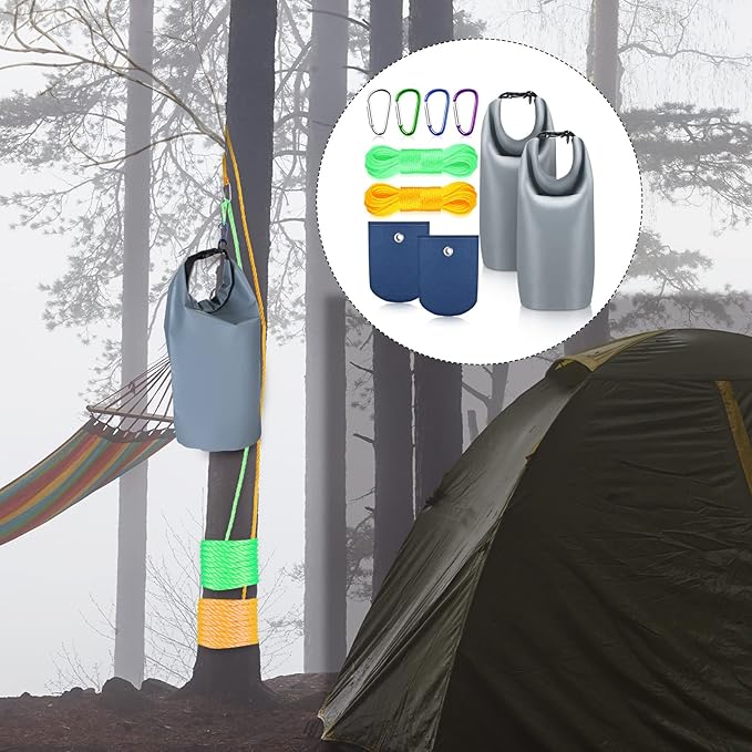 2 Sets Bear Food Bag Hanging System Ultralight Food Bag Hanging System Include 10 L Waterproof Bear Bag for Food Backing, Pulley System, Nylon Ropes and Clips for Camping Backpacking