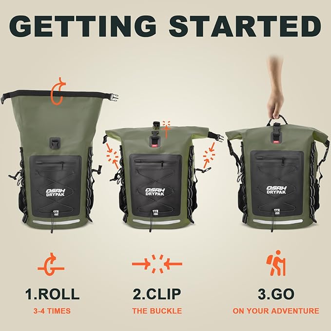 Waterproof Backpack Dry Bag 35L/55L β Heavy Duty Roll-Top Hiking Backpack for Travel, Kayaking, Boating, Camping, Rafting and Fishing