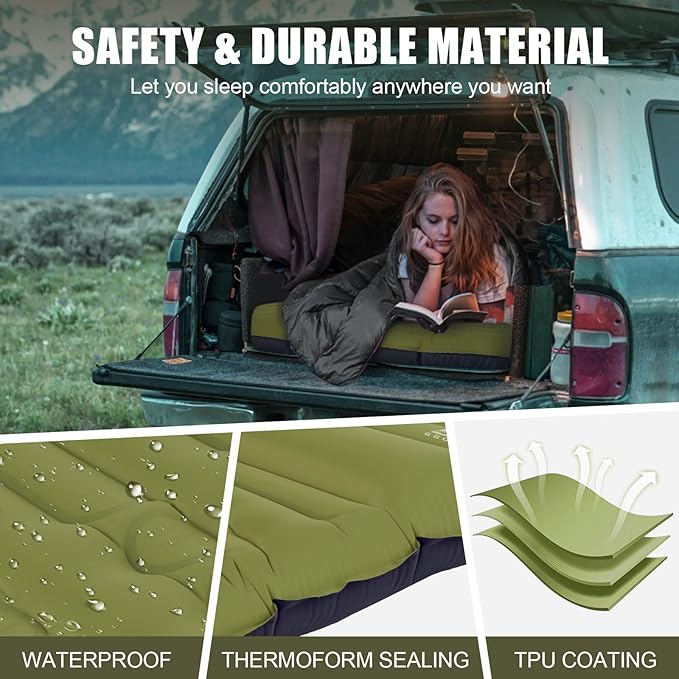 Camping Sleeping Pad, Extra Thickness 4.7 Inch Inflatable Sleeping Mat Lightweight Waterproof Camping with Built-in Pump Air Mattress for Backpacking, Hiking, Tent, Traveling