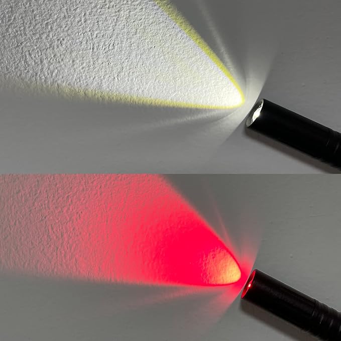 Dual Color Red Light Flashlight with White Light LED Pocket Pen Light for Night Astronomy Aviation Camping, 2PCS