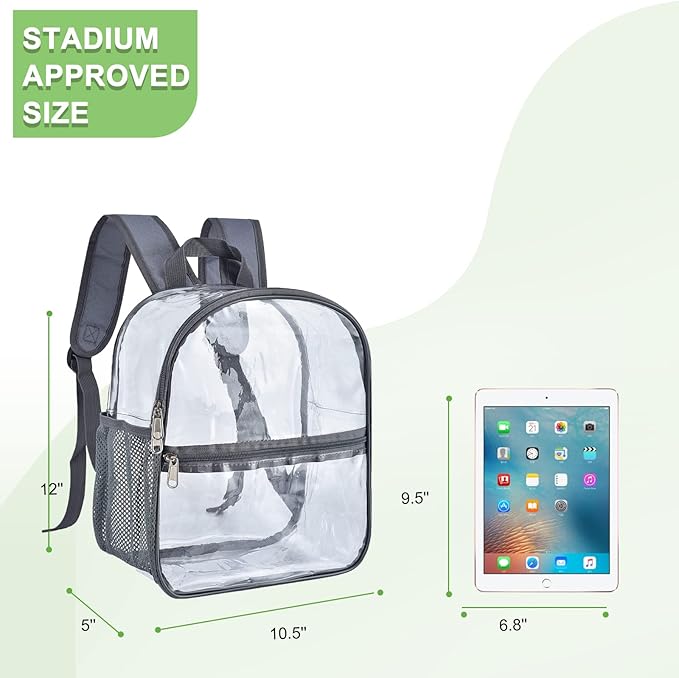 Oraben Clear Backpack for Stadium Events Stadium Backpack Waterproof 12x6x12 Clear Bag for Adult Concert Sport Work