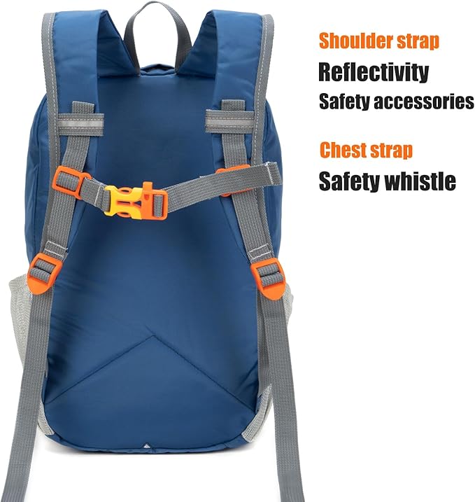 Little Kids Hiking Backpack for Boys or Girls, Small Daypack for Camping or Travel (Blue)