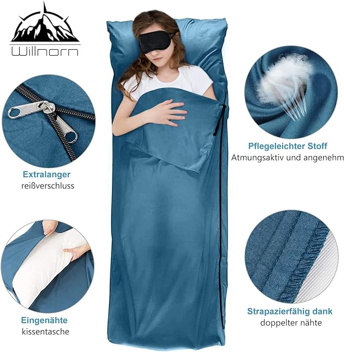 Sleeping Bag Liner,Travel Sheets & Adult Sleep Sack for Backpacking,Hotels & Hostels,Lightweight Single Camping Sleeping Bag Liners for Travel
